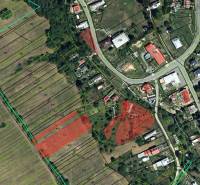 Aerial view of plots in Výriv, color markings for special properties.