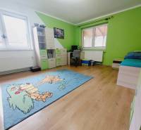 Children's room with colorful walls, a wooden decor floor, and a carpet with a motif.