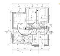 Floor plan of a family house with a room, kitchen, and bathroom in Zohor.