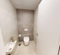 A toilet with a sink in a 2-room apartment, light tiles, and minimal decoration.