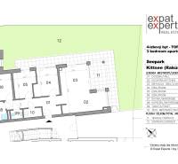Floor plan of a 4-room apartment in Kittsee, Am Seepark, with a terrace and garden.