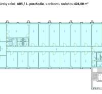 Floor plan of the office unit on the 1st floor with an area of 424 m².