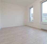 A spacious room in a 4-room apartment with a wood-patterned floor and large windows.