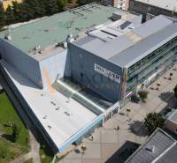 Aerial view of a building with a glass facade in Topoľčany at Obchodná 8.