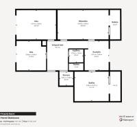 The floor plan of a 4-room apartment includes a living room, kitchen, bedrooms, and a bathroom.