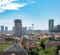 View of the city skyline from Matúškova in Bratislava III, with a view of a 3-room apartment.