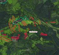 Aerial view of agricultural and forest lands in Cerová, Rozbehy district.