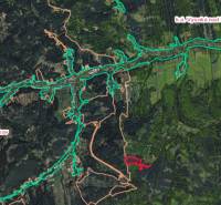 Map of agricultural and forest lands in Vysoká nad Kysucou with visible cadastral boundaries.