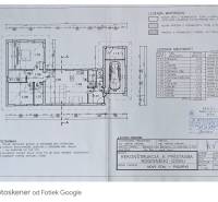 Floor plan of the renovation and extension of a family house with the specification of rooms and materials.
