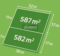 Diagram of two residential plots in Brodské with dimensions of 587 m² and 582 m².