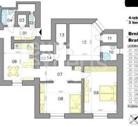 Floor plan of a 4-room apartment with an area of 147.1 m² on Brnianska Street, Bratislava - Staré Mesto.