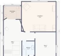 Floor plan of a family house with a living room, dining room, bathroom, and other rooms, totaling 71 m².