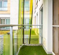 A balcony with decorative glass in a 2-room apartment, Bratislava - Nové Mesto, Tupého Street.