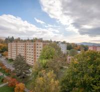 View of apartment buildings in Dubnica nad Váhom on Pod kaštieľom Street in the autumn season.