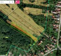 Map of plots for sale in Čaradice, showing layout and exact boundaries.