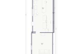 Floor plan of a family house in Plášťovce with separated living rooms and offices.