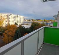 Greenery and apartment blocks in Bratislava - Ružinov from the balcony of a 3-room apartment in autumn.