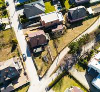 Aerial view of family houses in Žilina on Na kopci Street.
