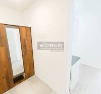 A wardrobe with a wooden decor in a studio apartment with light-colored walls.
