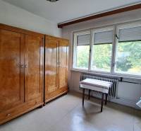 A room in a family house with a large wardrobe, a table, and a window.