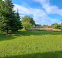 The garden of a family house in Hronské Kosihy with a well-maintained lawn and trees.