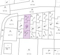 Cadastral map showing parcels and plot numbers with a marked section in the area.