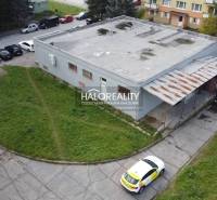 Commercial premises in Rimavská Sobota with surrounding greenery and parking lot.