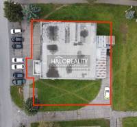 Aerial view of commercial premises in Rimavská Sobota with parking spaces.