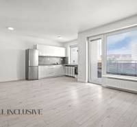 Spacious kitchen in a 2-room apartment with a wooden decor floor and a large window.