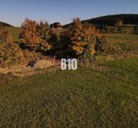 A plot in Petrovce for living, surrounded by trees in autumn colors.