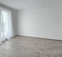 A bright room in a family house with a wooden decor floor and curtains.