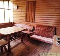 The cabin contains wooden furniture and flooring with a wood design.