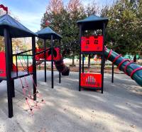 Playground at Gazárka in Šaštín-Stráže with climbing frames, slides, and a sports field.