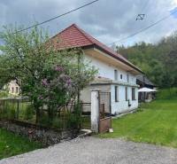 A country cottage surrounded by greenery, with a rustic roof, a blooming garden, and a wooden gazebo.