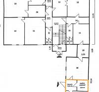 Floor plan of offices with rooms and staircases in the building, suitable for administration.