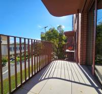 The balcony of a 1-room apartment with a view of Košická Street in Bratislava - Ružinov.