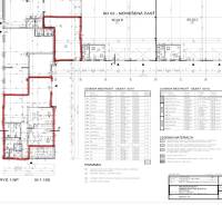 Floor plan of commercial spaces with marked layout and room legend.