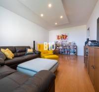 Living room in a 4-room apartment with a wood-patterned floor and comfortable seating.