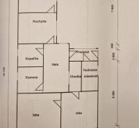Floor plan of a family house in Čierna Voda with spacious rooms and a utility room.