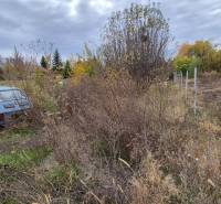 A plot for residential use in Tvrdošovce with an abandoned car and overgrown terrain.