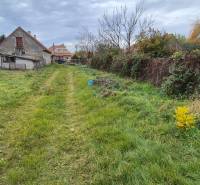 A garden with a lawn and older buildings in Tvrdošovce suitable for residential plots.