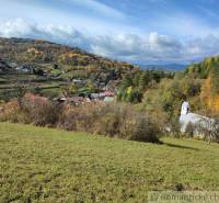 Autumn in the gardens of Hlboké nad Váhom with a church and colorful forests.