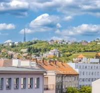 View of Bratislava from the Old Town with the Kamzík TV Tower.