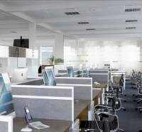 Offices with computers and chairs, wooden decor flooring, and workspace.