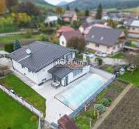 A family house in Domaniža with a pool and a garden surrounded by greenery.