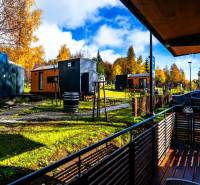 Colorful houses in an autumn setting on Lúčná Street in Štrba.
