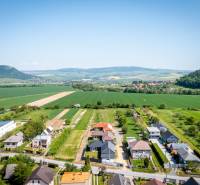 Aerial view of Vyšná Šebastová street, where a beautiful family house is situated.