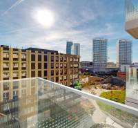 View from the balcony of high-rise buildings and sunny sky in Bratislava - Old Town.