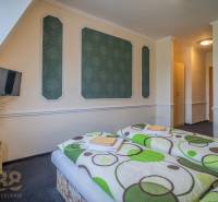 A room in hotels and guesthouses with two beds, a television, and flowers on the table.