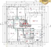 Floor plan of a family house on Nové Mesto nad Váhom street, with a terrace and rooms.